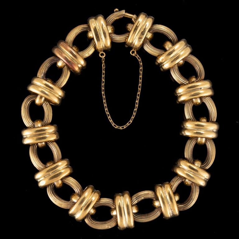 Vintage Italian 18k Yellow Gold Fancy-link Bracelet