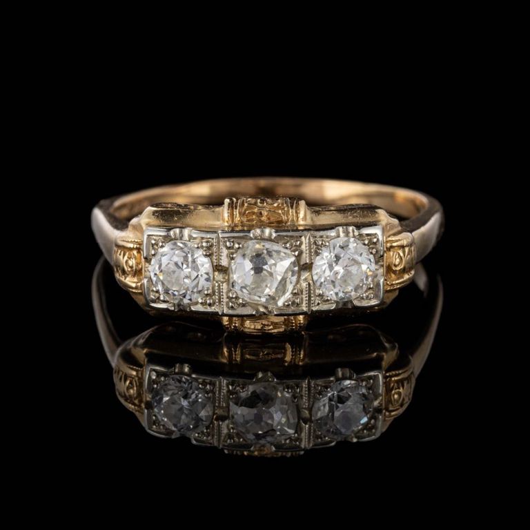 Antique / Vintage 14k-18k Yellow Gold and Diamond Lady's Ring