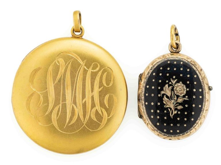 Vintage 14k Yellow Gold and Antique Victorian Rolled-gold Lockets