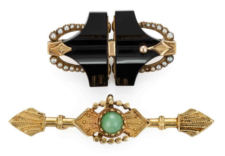 Antique / Vintage 14k Yellow Gold and Stone Brooches