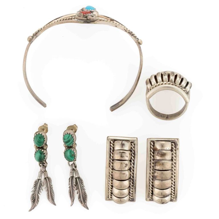 Navajo Native American, and Possibly Other, Sterling Silver Jewelry