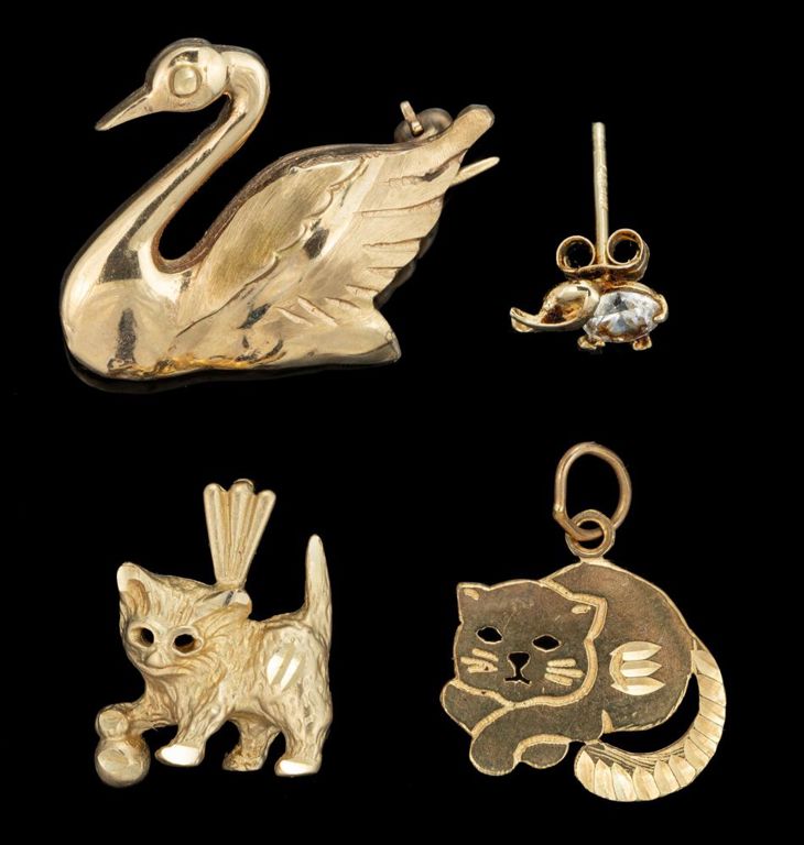 Vintage 14k yellow gold animal figural jewelry