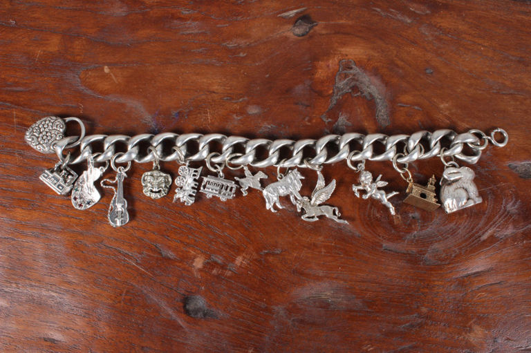 Heavy Link Silver Charm Bracelet