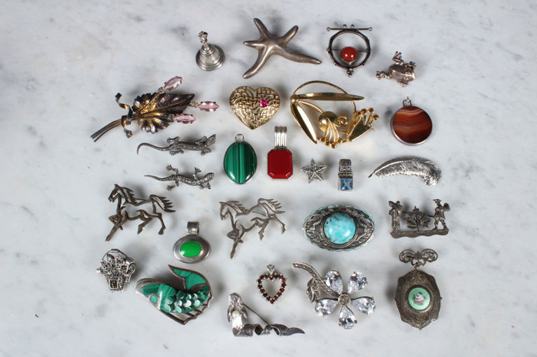 26 Sterling Silver Pendants and Brooches