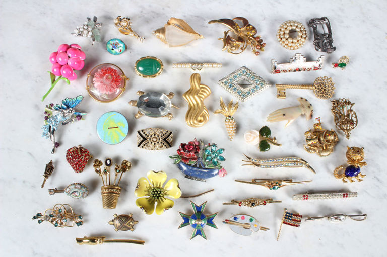 Large Assortment of Brooches, Some Vintage