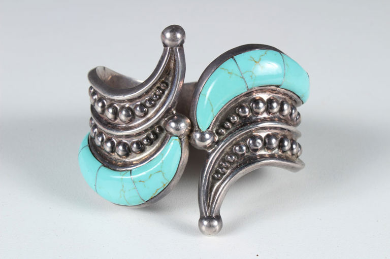Mexican Sterling Silver & Turquoise Cuff Bracelet