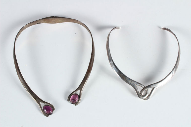 2 Mexican Sterling Silver Collar Necklaces