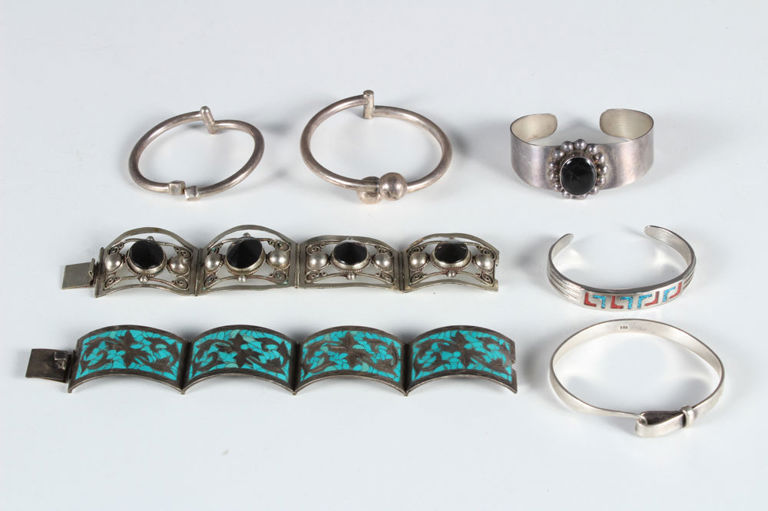 7 Mexican Sterling Silver Bracelets