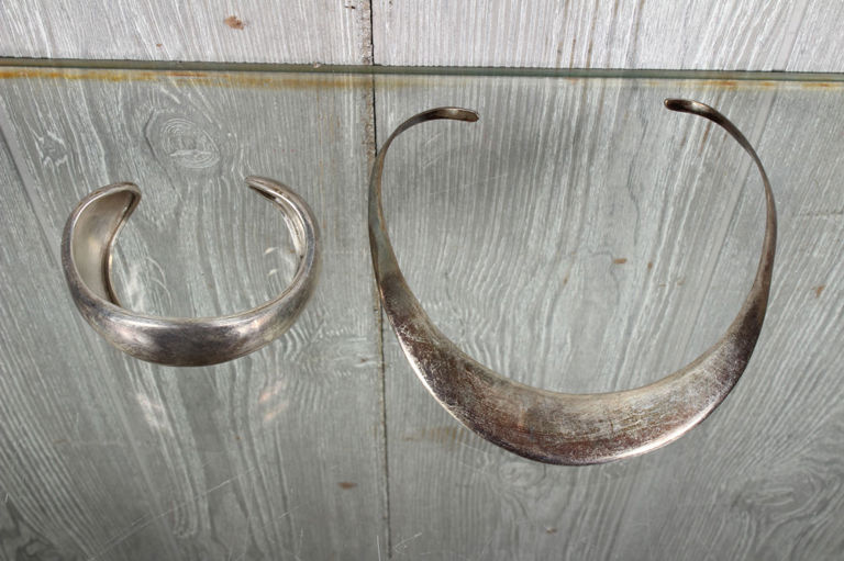 Mexican Sterling Silver Cuff Bracelet and Necklace