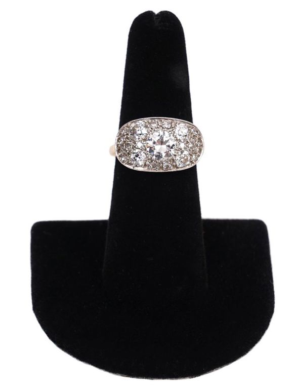 Art Deco 2ct Diamond & 14K Two Tone Gold Ring