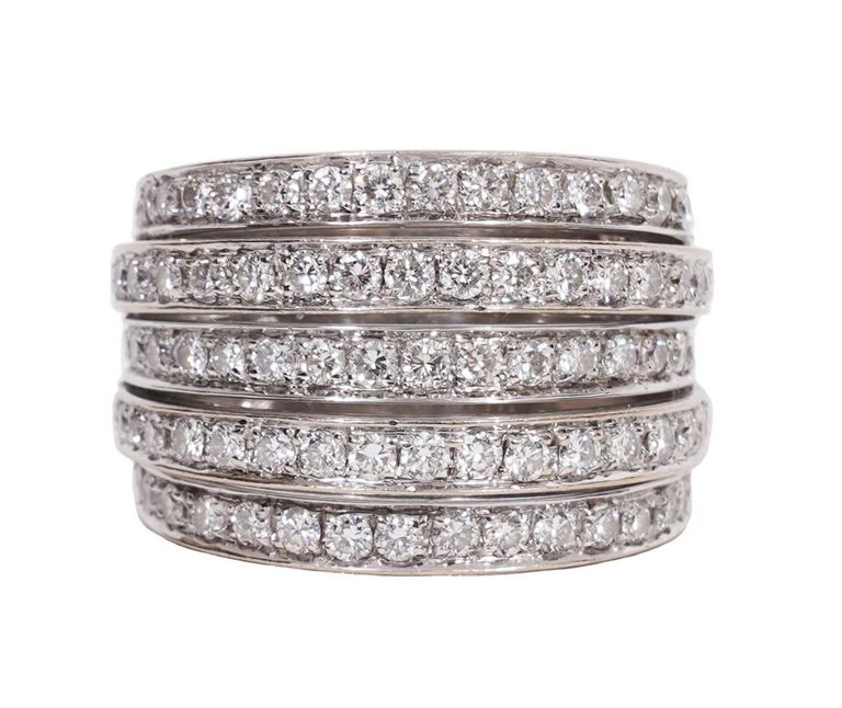 Italian 18K WG & Diamond Band Style Ring