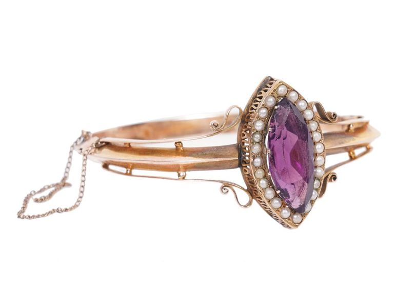 English 14K YG & Amethyst Victorian Bracelet
