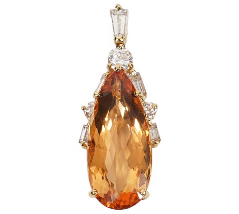 Natural Topaz & Diamond 18K YG Articulated Pendant