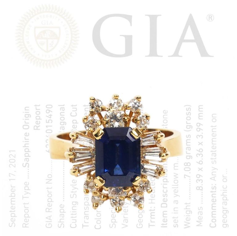 Lady's Natural Sapphire & Diamond 18K YG Ring