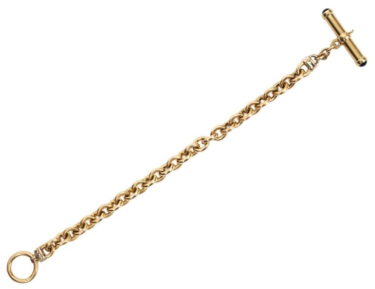 14K YG Oval Rolo Link Toggle Bracelet