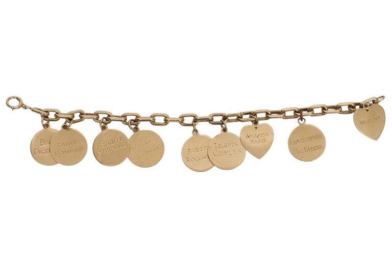14K Yellow Gold Anchor Link Charm Bracelet