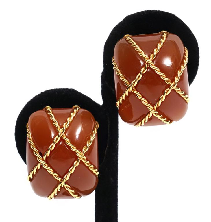 Seaman Schepps 18K YG & Carnelian Earrings