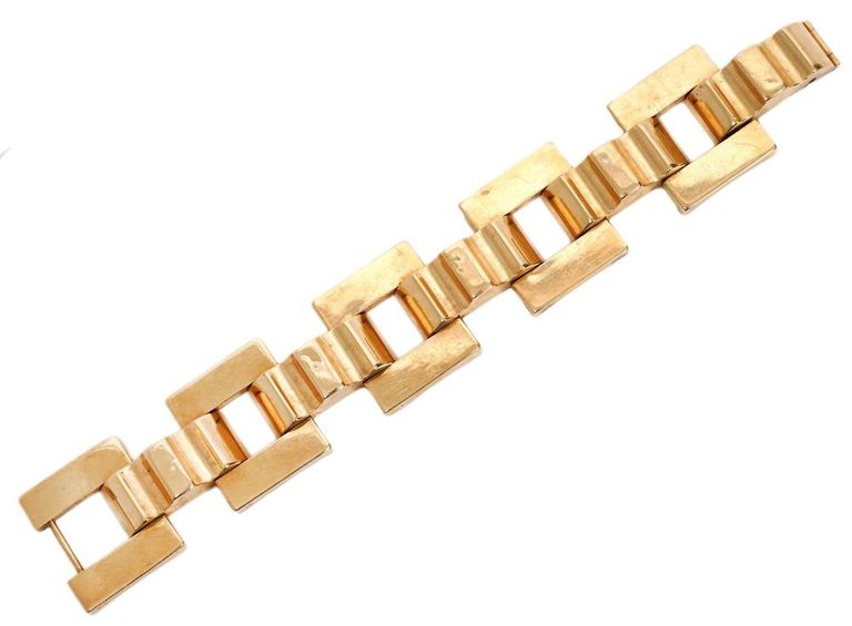 14K YG Contemporary Geometric Link Bracelet