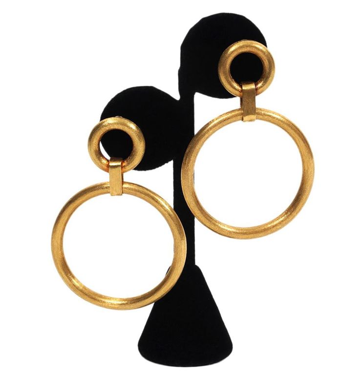 14K YG Florentine Hoop Omega Clip Earrings