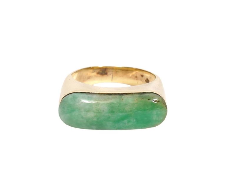 Jade & 14K YG Contemporary Style Ring