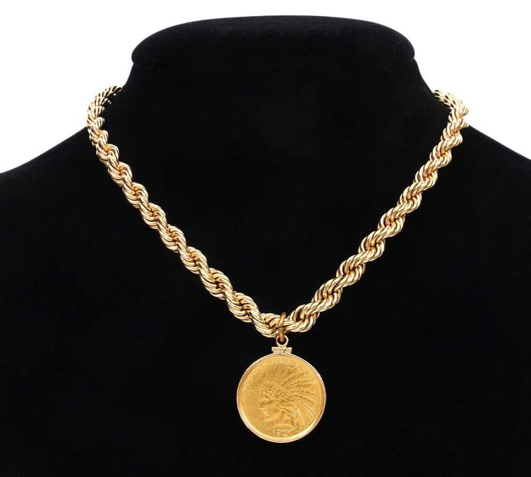 Ten Dollar Indian Gold Eagle 1907 Coin Necklace