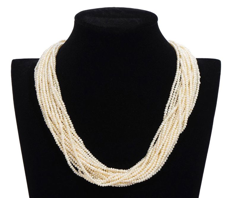 18K Italian YG & Pearl 16 Strand Necklace