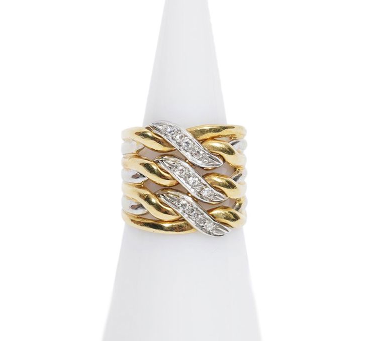 Contemporary 18K WG & YG Diamond Band