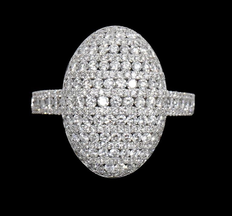 4.00 Cts Pave Diamonds & 18K Italian WG Ring