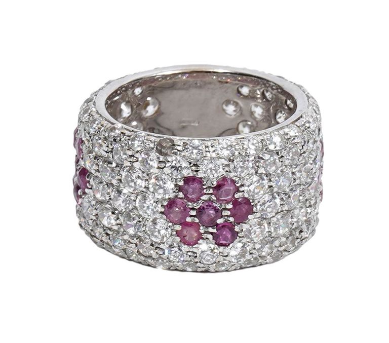 Italian 18K WG Diamond & Ruby Ring