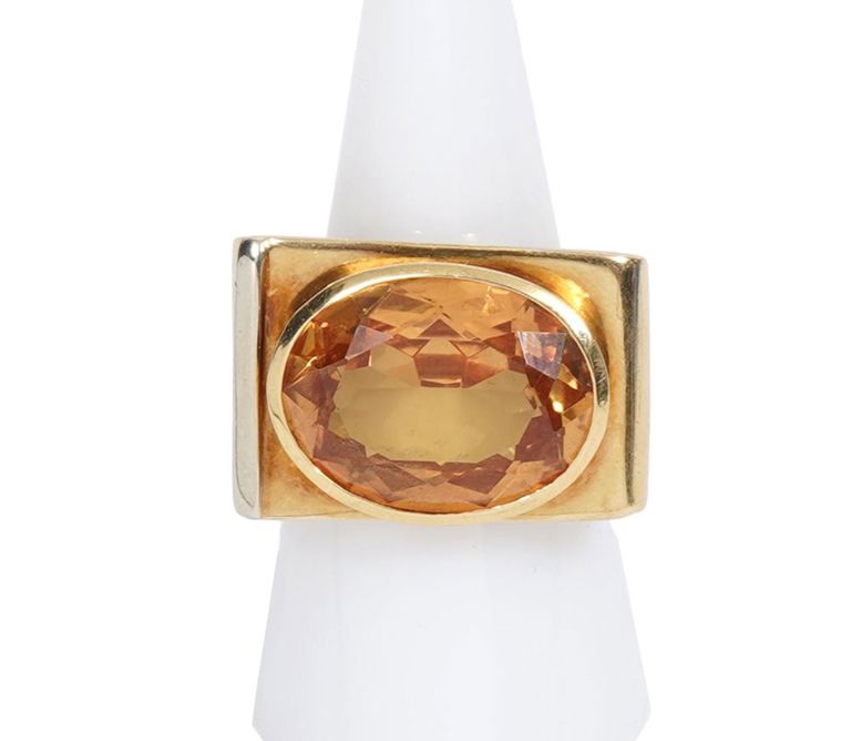 Contemporary Italian 18K YG & Citrine Ring