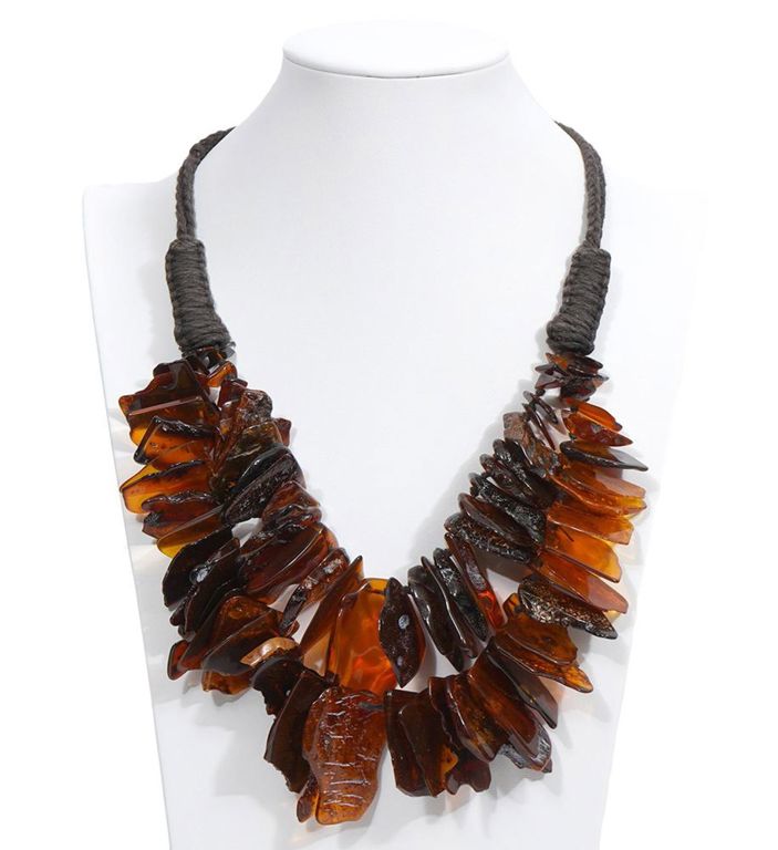 Bohemian Style Double Strand Amber Cord Necklace