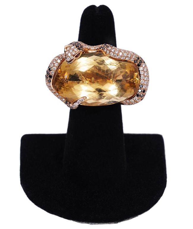 Massive Citrine & 18K YG Snake Ring