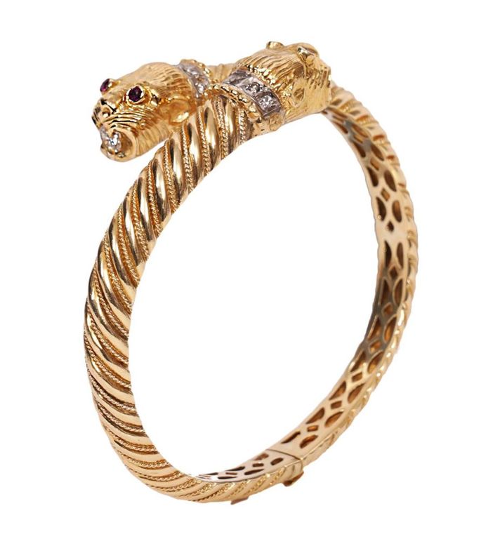 Leopard Head 18K YG Bangle