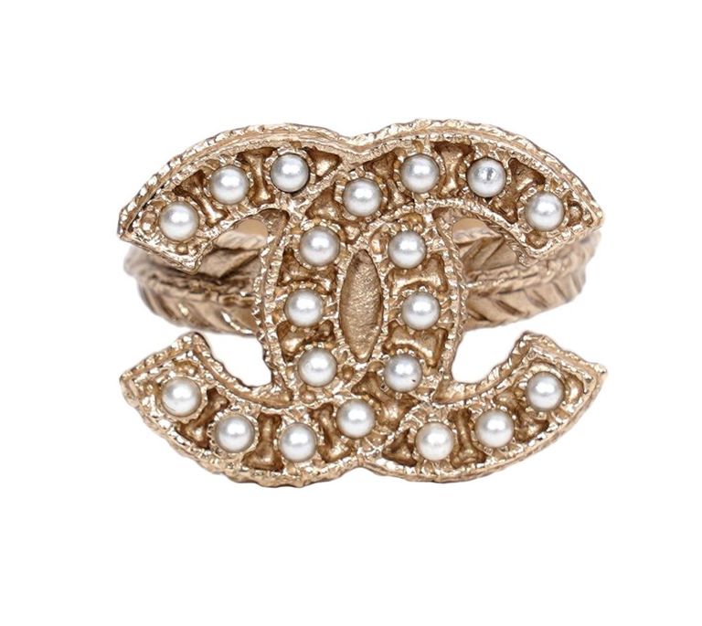 Chanel CC & Faux Seed Pearl Ring 2014