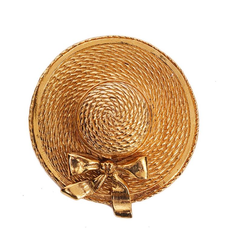 Chanel Vintage Gold Tone Hat Brooch 1970's