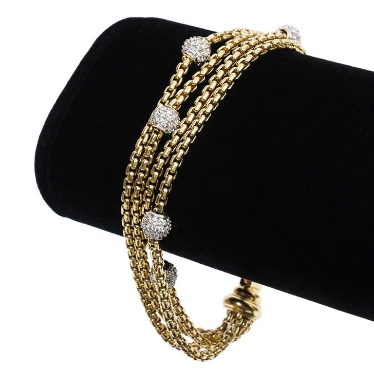 David Yurman 18K YG & Diamond Chain Bracelet