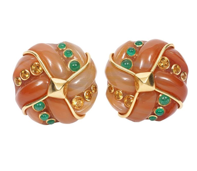 Vintage Trianon 18K YG Citrine Earrings