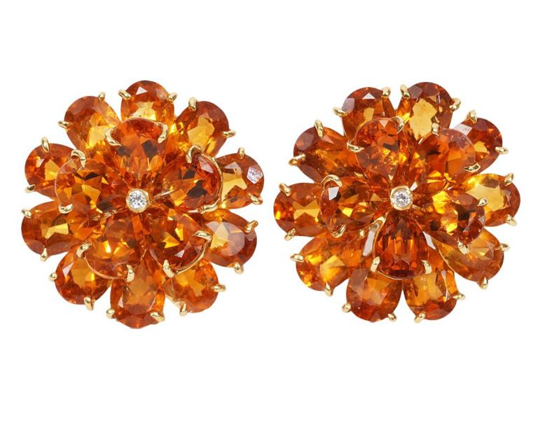 Pr. Citrine & Diamond Earrings in 14K YG