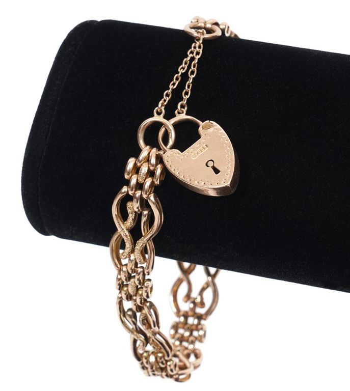 Antique Victorian Heart Charm Bracelet