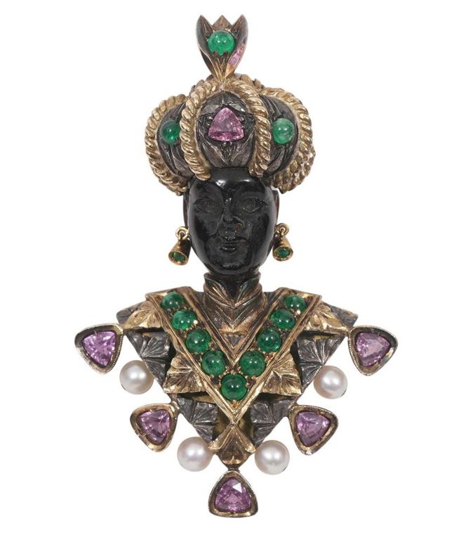 Nardi 'Moretti' 18K Gold and Gemstone Brooch