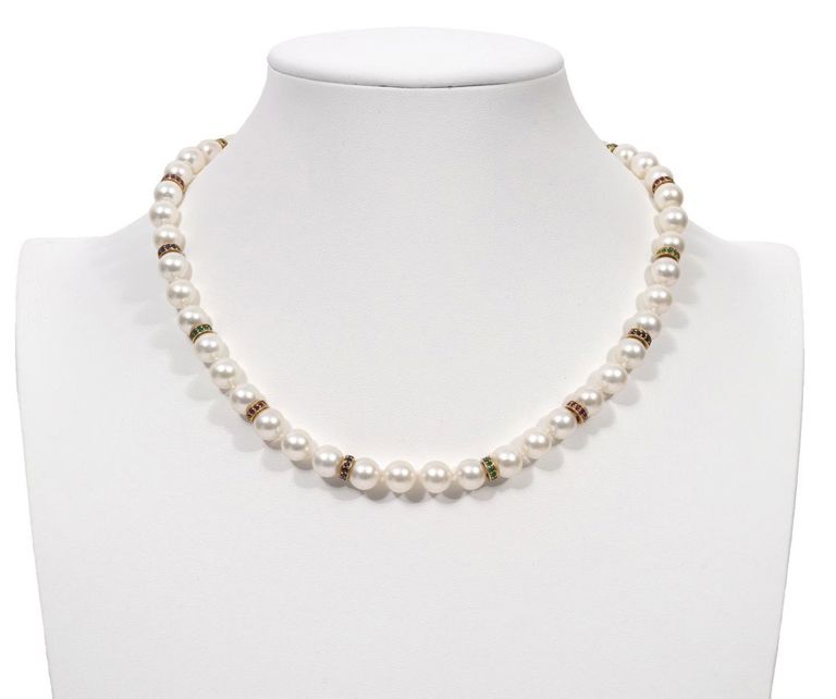 Pearl, Diamond, Sapphire, Ruby, Emerald Necklace