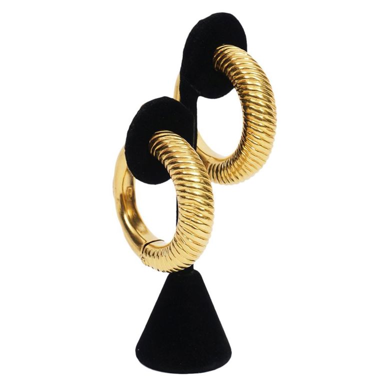 Pr. Lalaounis 18K YG Large Hoop Clip Earrings
