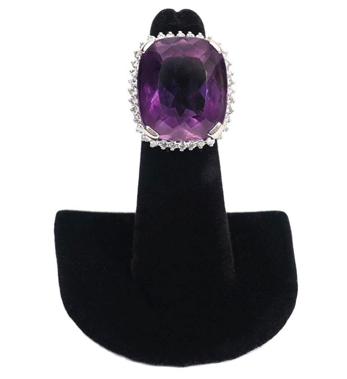 Amethyst, Diamond & 18K Contemporary Ring