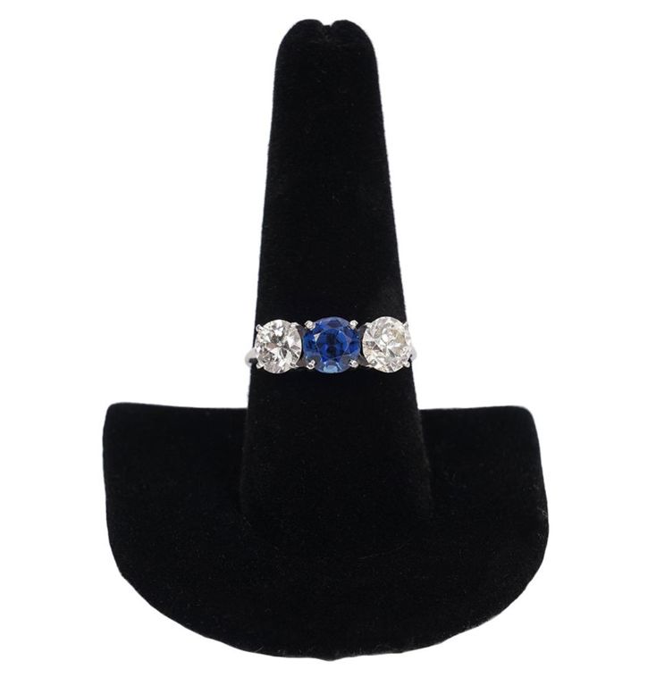 Classic Diamond, Sapphire & Platinum Ring