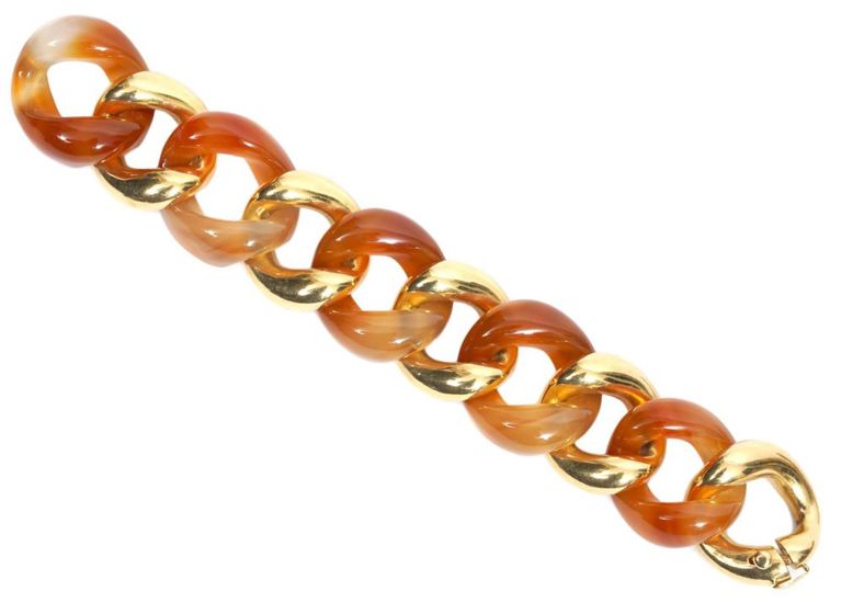 Seamann Schepps 18K YG Carnelian Link Bracelet