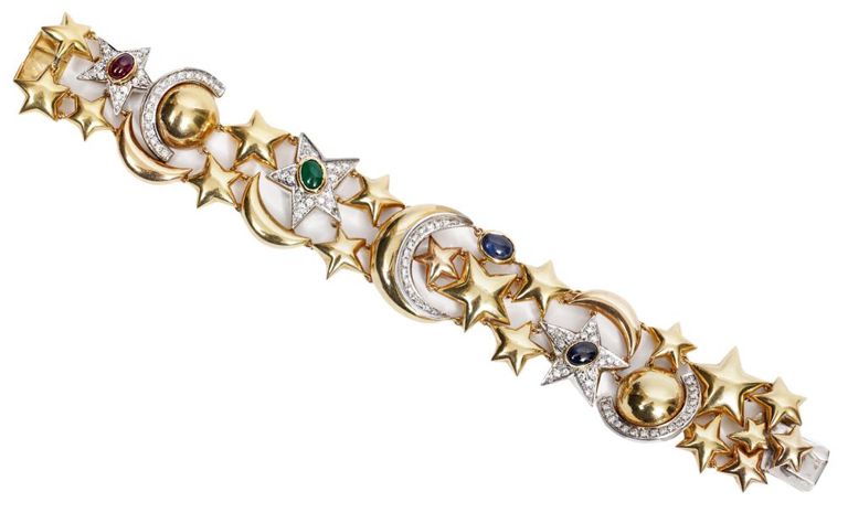 18K YG Constellation Themed Gem Stone Bracelet