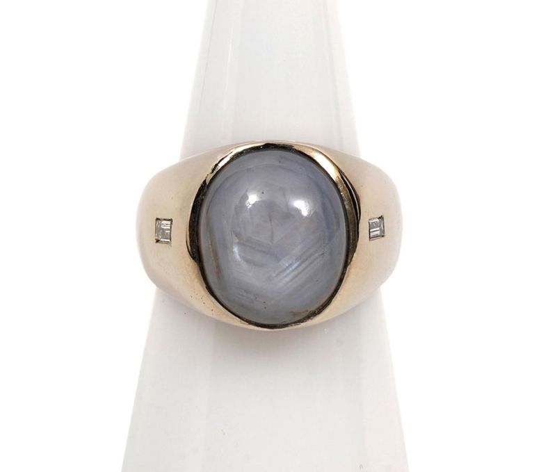 Gentleman's 14K WG Sapphire & Diamond Ring
