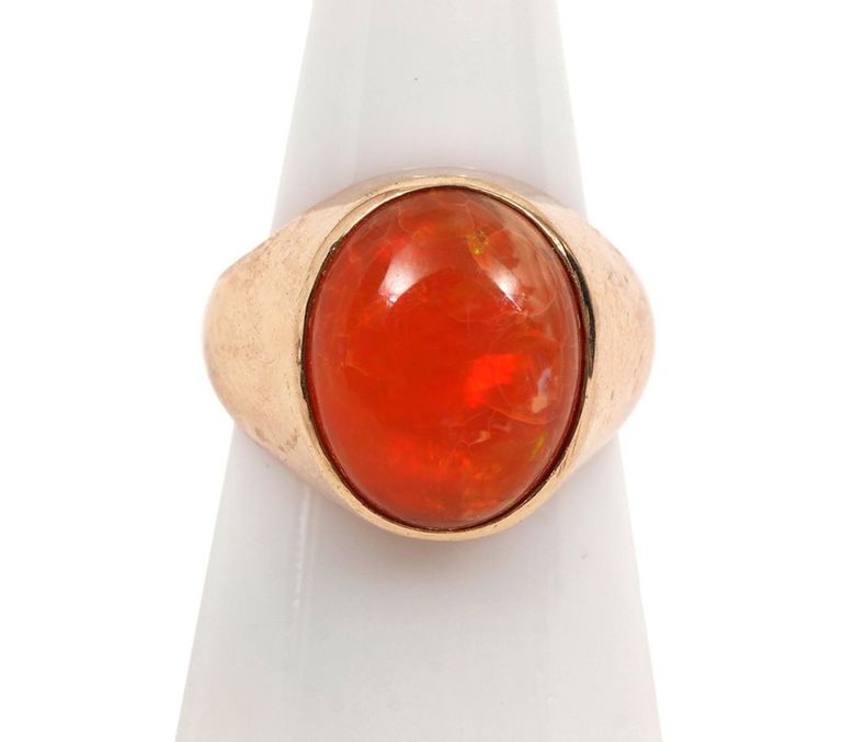 Gentleman's 14K YG Fire Opal Ring
