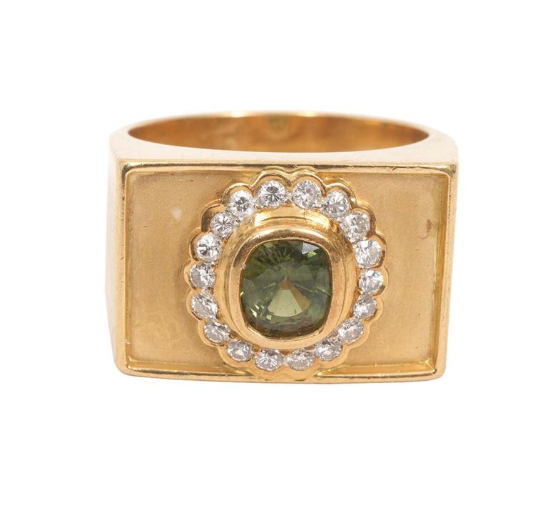 Le Vian 18K YG Green & White Diamond Ring