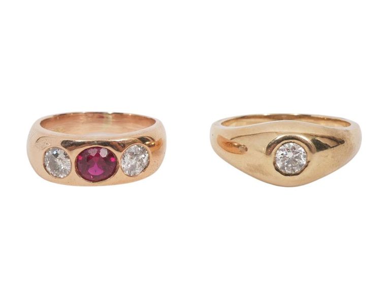 Antique Diamond & Ruby Ring & 10K Diamond Ring